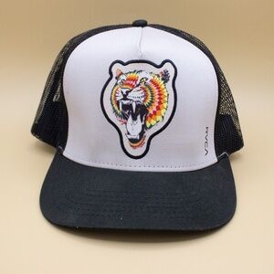 RVCA Geometric Quilt Tiger Trucker Mesh Back Hat Men's Size OSFM
